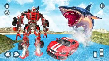 Poster Underwater Shark Attack Transform Robot Car 2020