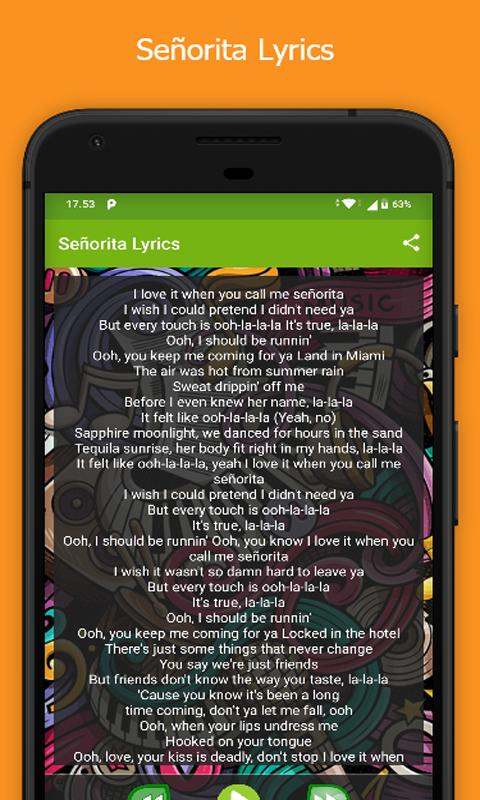 Senorita Lyrics Shawn Mendes Camila Cabello For Android Apk Download