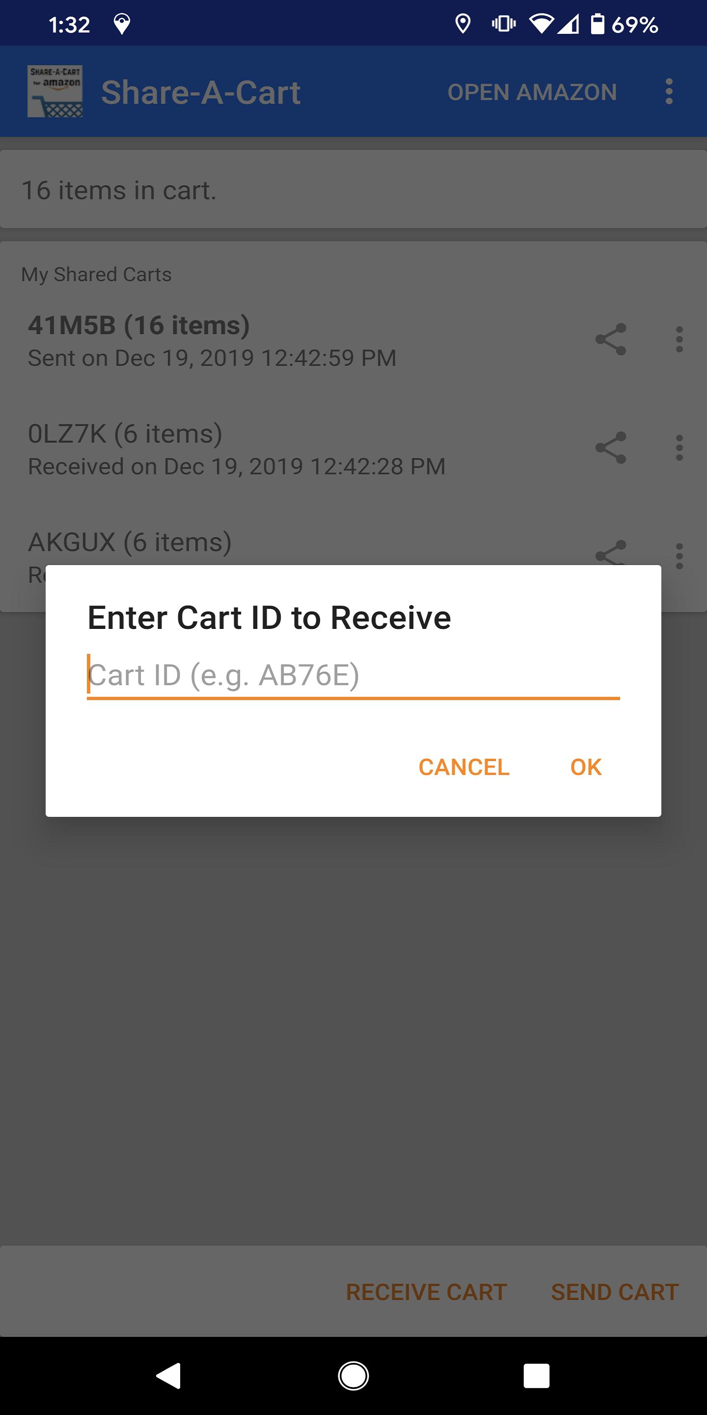 Amazon how to share cart