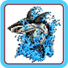 Shark Pixel Art Color icono