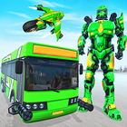 Flying Army Bus Robot Game Zeichen
