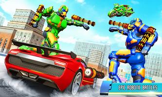 Flying Army Bus Robot Game ポスター