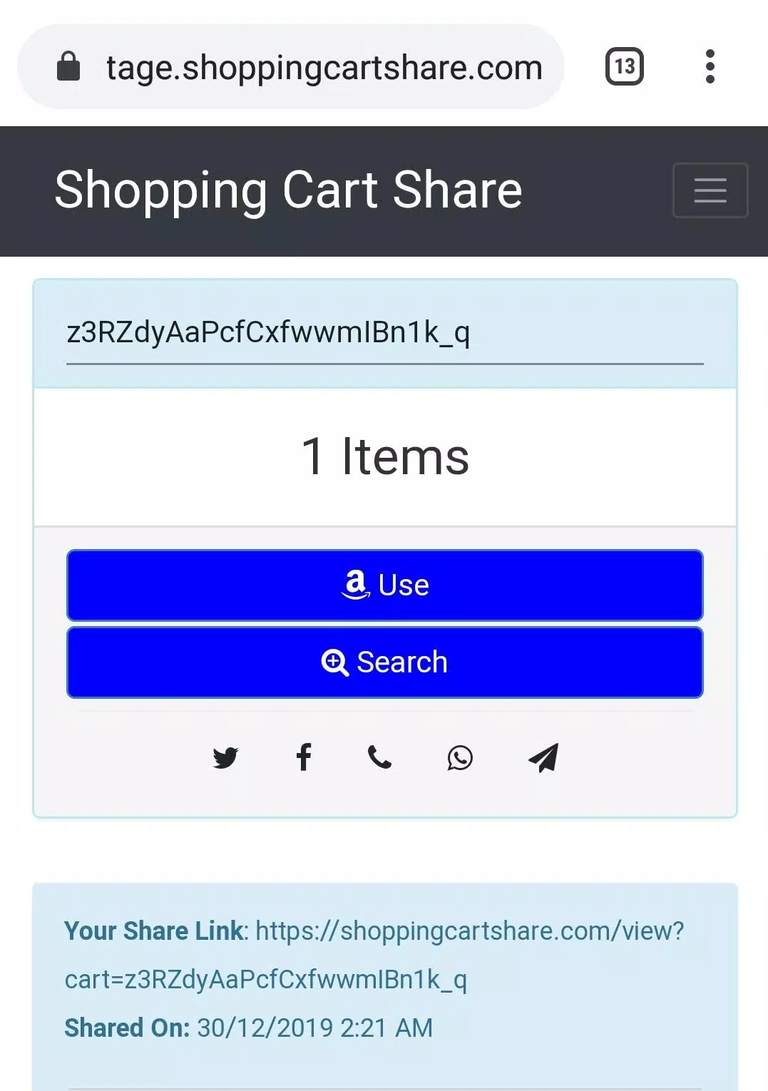 Share cart on amazon