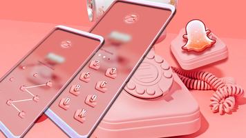 Old Pink Phone Launcher Theme imagem de tela 1