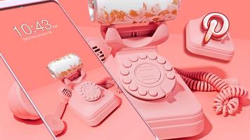 Old Pink Phone Launcher Theme imagem de tela 2
