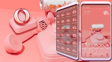 Old Pink Phone Launcher Theme imagem de tela 3