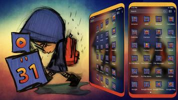 Sad Boy Sketch Launcher Theme ảnh chụp màn hình 3