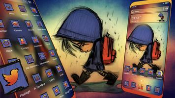 Sad Boy Sketch Launcher Theme Plakat