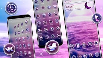 Pink Clouds Sky Launcher Theme Affiche
