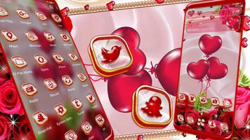 Red Rose Love Launcher Theme Affiche