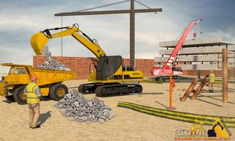 Simulateur d'excavatrice de construction de ville Affiche