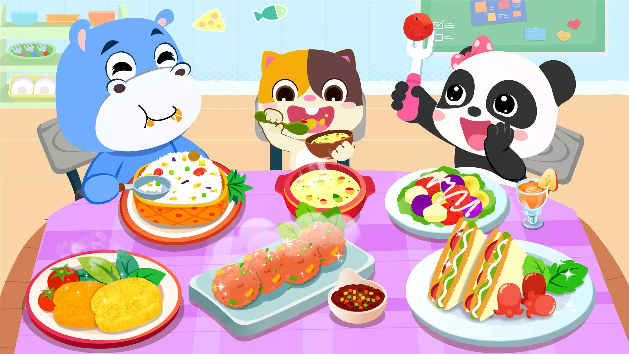 BEBÊ PANDA - FESTA DA COZINHA BABYBUS - JOGO DE FAZER COMIDA 