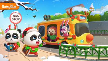 Ônibus escolar do Bebê Panda Cartaz