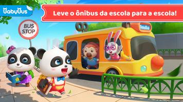 Ônibus escolar do Bebê Panda Cartaz