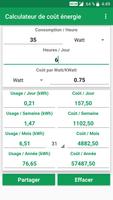 Calculateur de coût énergie capture d'écran 1
