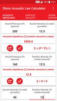 Ohms Acoustic Law Calculator पोस्टर