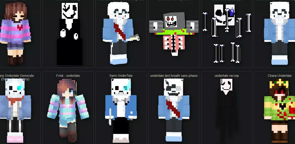 Undertale characters in minecraft style