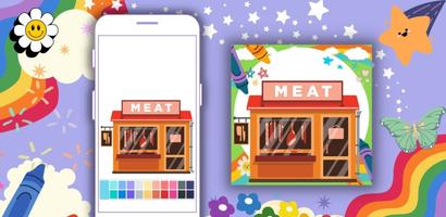 Coloring Book: Meat Shops screenshot 3