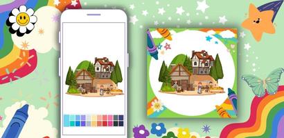 Offline Coloring Book: Village screenshot 3