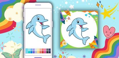 Offline Coloring Book Dolphin capture d'écran 3