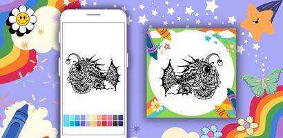 پوستر Coloring Angler Fish Mandala