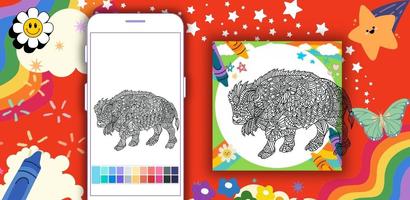 Coloring: Cape Buffalo Mandala captura de pantalla 1