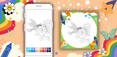 Coloring: Hummingbird Mandala capture d'écran 3