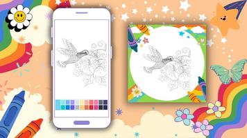 Coloring: Hummingbird Mandala Affiche