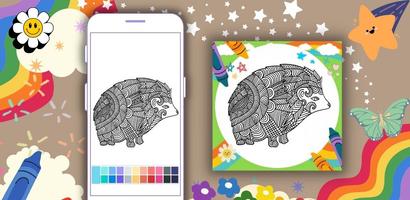 Coloring Book Hedgehog Mandala syot layar 1