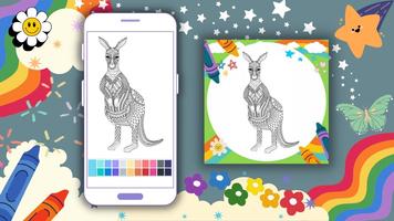 Coloring Book Kangaroo Mandala Plakat