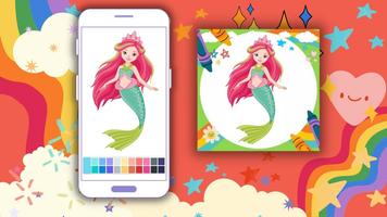 Coloring Book Princess Mermaid ポスター