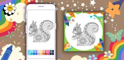 برنامه‌نما Coloring Book Squirrel Mandala عکس از صفحه