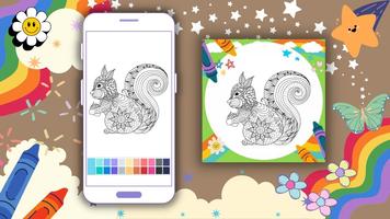 پوستر Coloring Book Squirrel Mandala