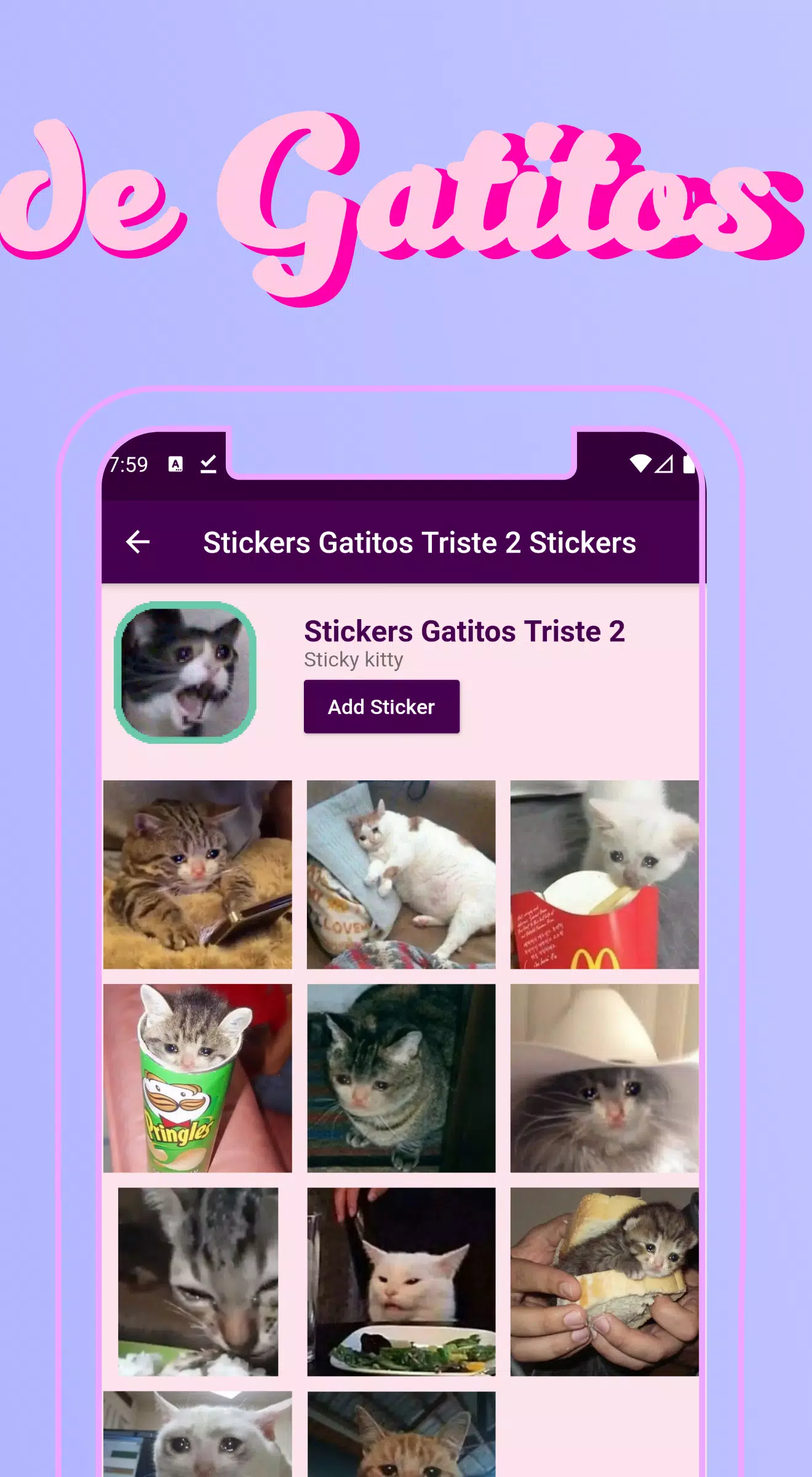 gatitos tristes Stickers for WhatsApp