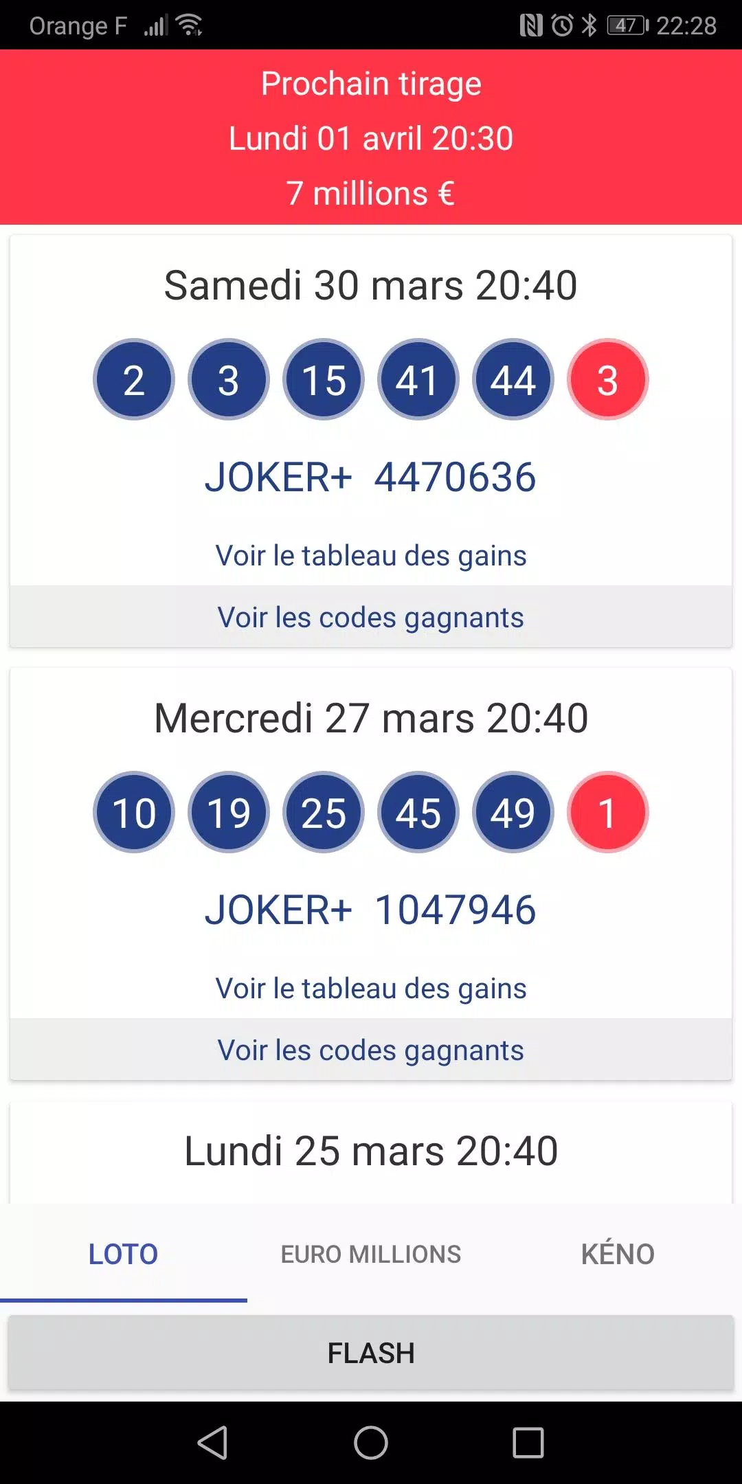 Code Loto Du 25 Mars 2023 Resultat Résultats Loto, Euro Millions et Keno APK for Android Download