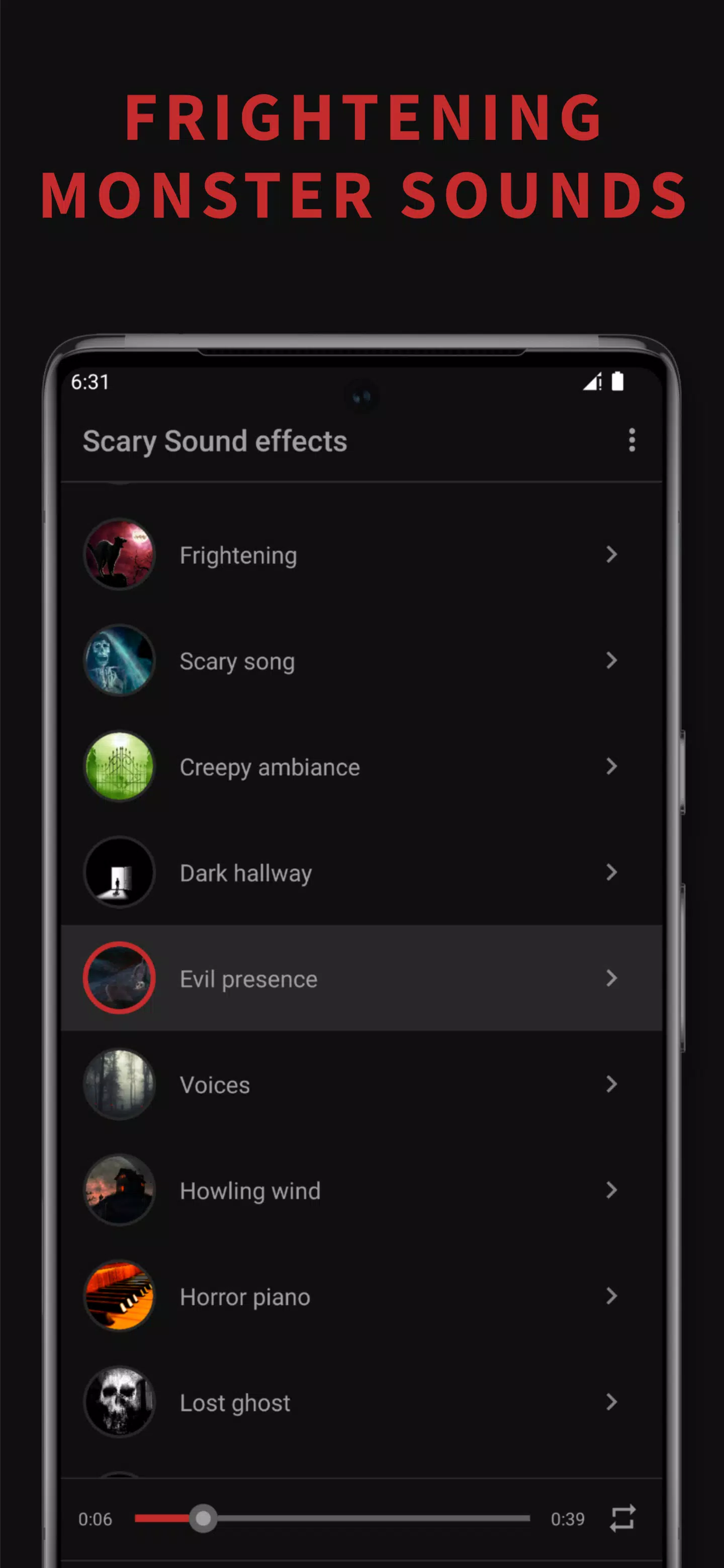 Descarga de APK de Efectos de sonido de miedo para Android