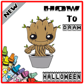 How to draw cute Halloween characters icon