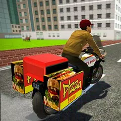 Motorrad Lieferung Junge: Pizz