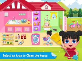 Little Girl Home Cleaning Messy House poster