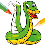 Snake drawing coloring book icon