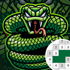 Adult Snake Pixel Coloring Art icône