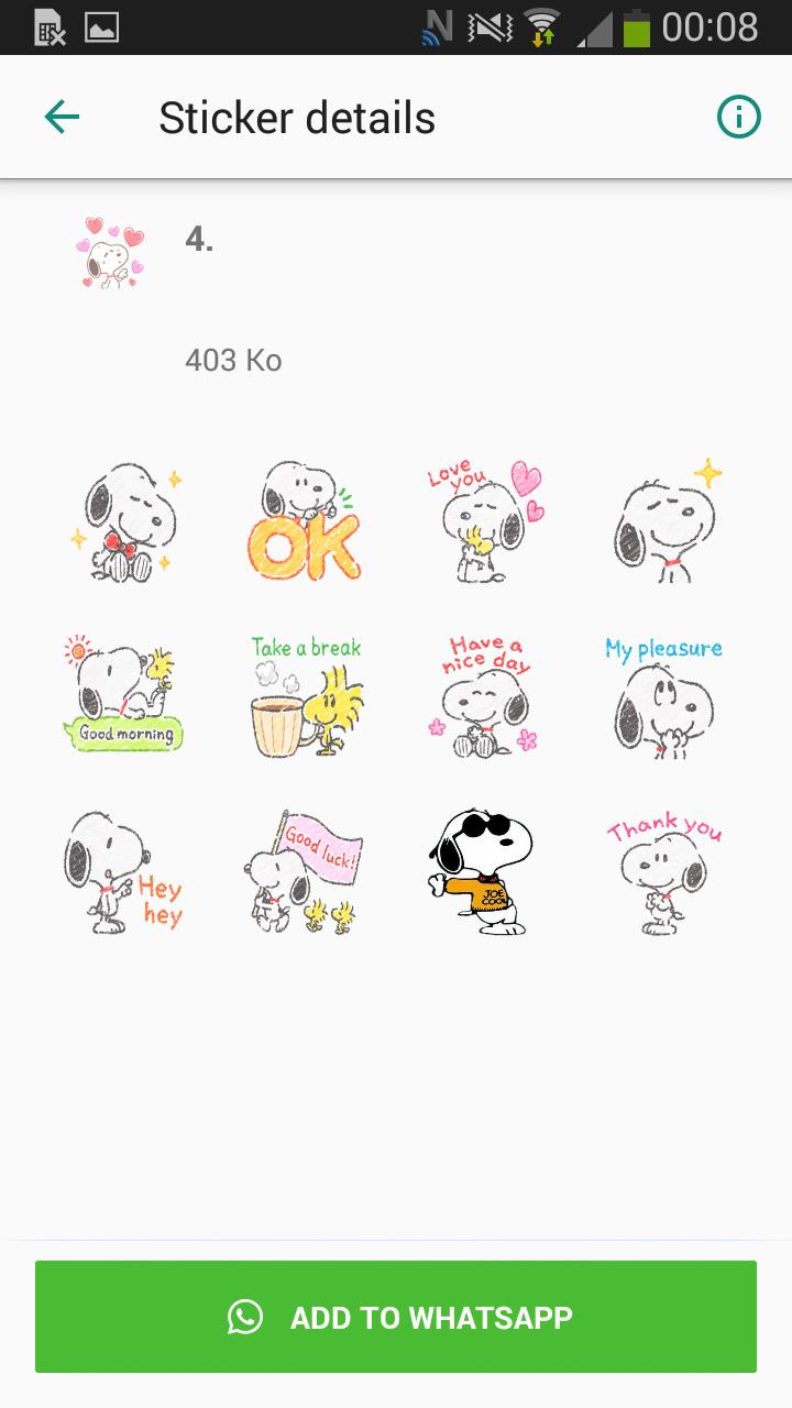 Snoopy Autocollants Pour Whatsapp Cartoon Stickers For Android