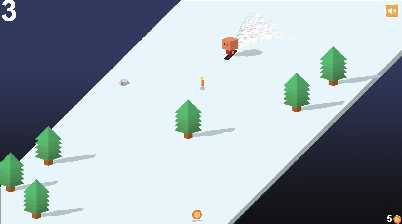 Snowy Adventures. Snow Adventure game. Snowadwenture screenshot. Игра катаются Монетка.