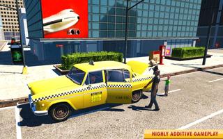 City Taxi Driver Pick Up the Passenger in Highway الملصق