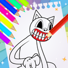 Cartoon cat coloring book icon