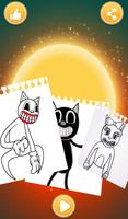 Cartoon cat coloring book ポスター