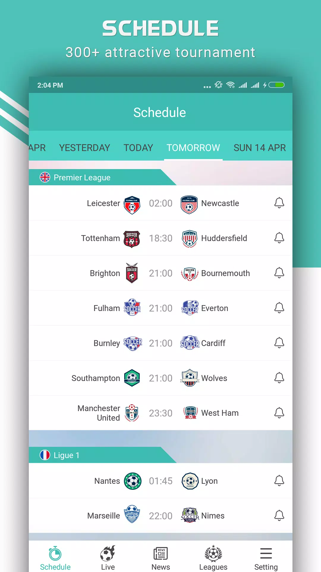 Live Football Scores, Fixtures & Results APK pour Android Télécharger