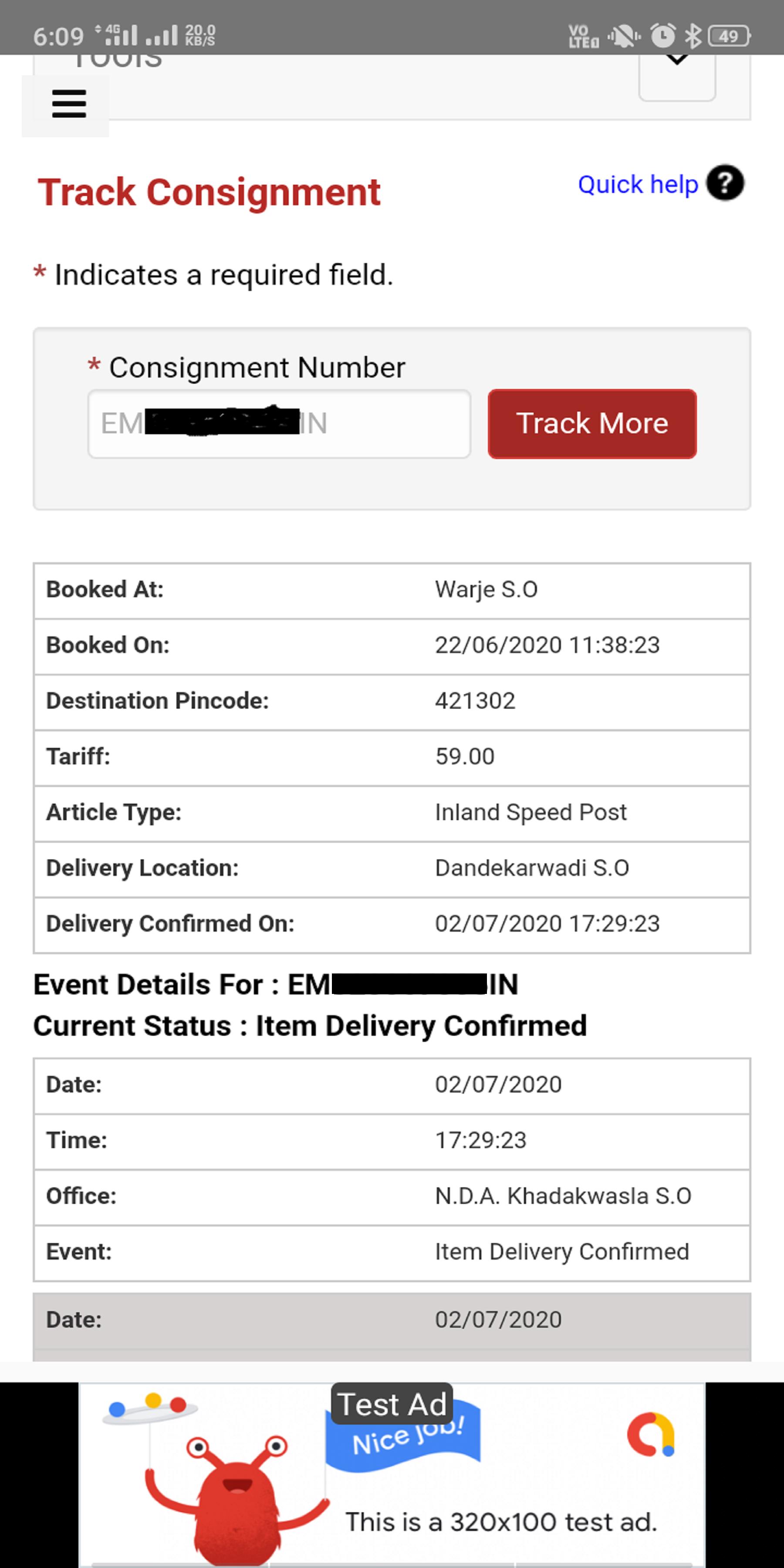 Tracking india post India Post