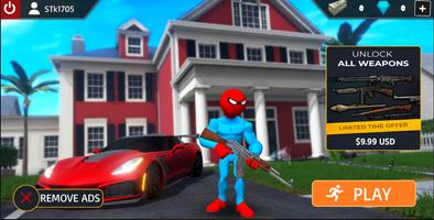 Spider Stickman Rope Hero Open World City Gangster الملصق