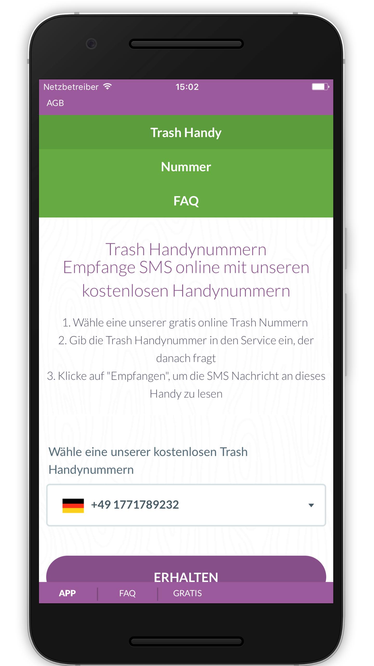 Wegwerf handynummer App ersetzt